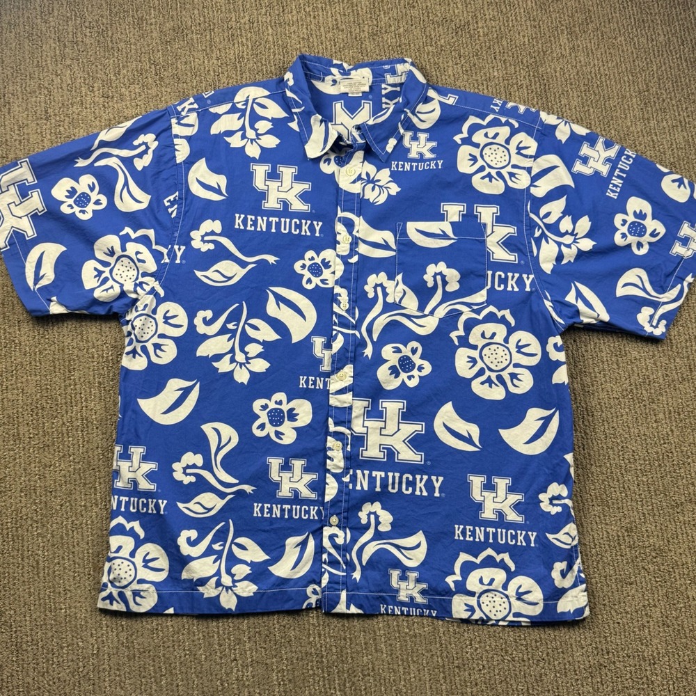 Wes & Willy Kentucky Wildcats Hawaiian Shirt Mens XXL Short Sleeve Button Up